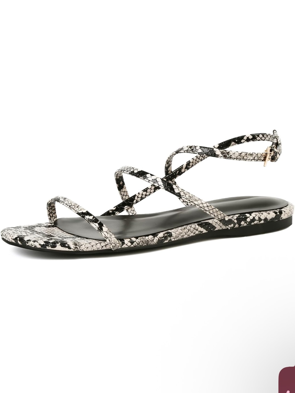 Suiara Women's Strappy Snake-Print Flat Sandals - Black & Cream